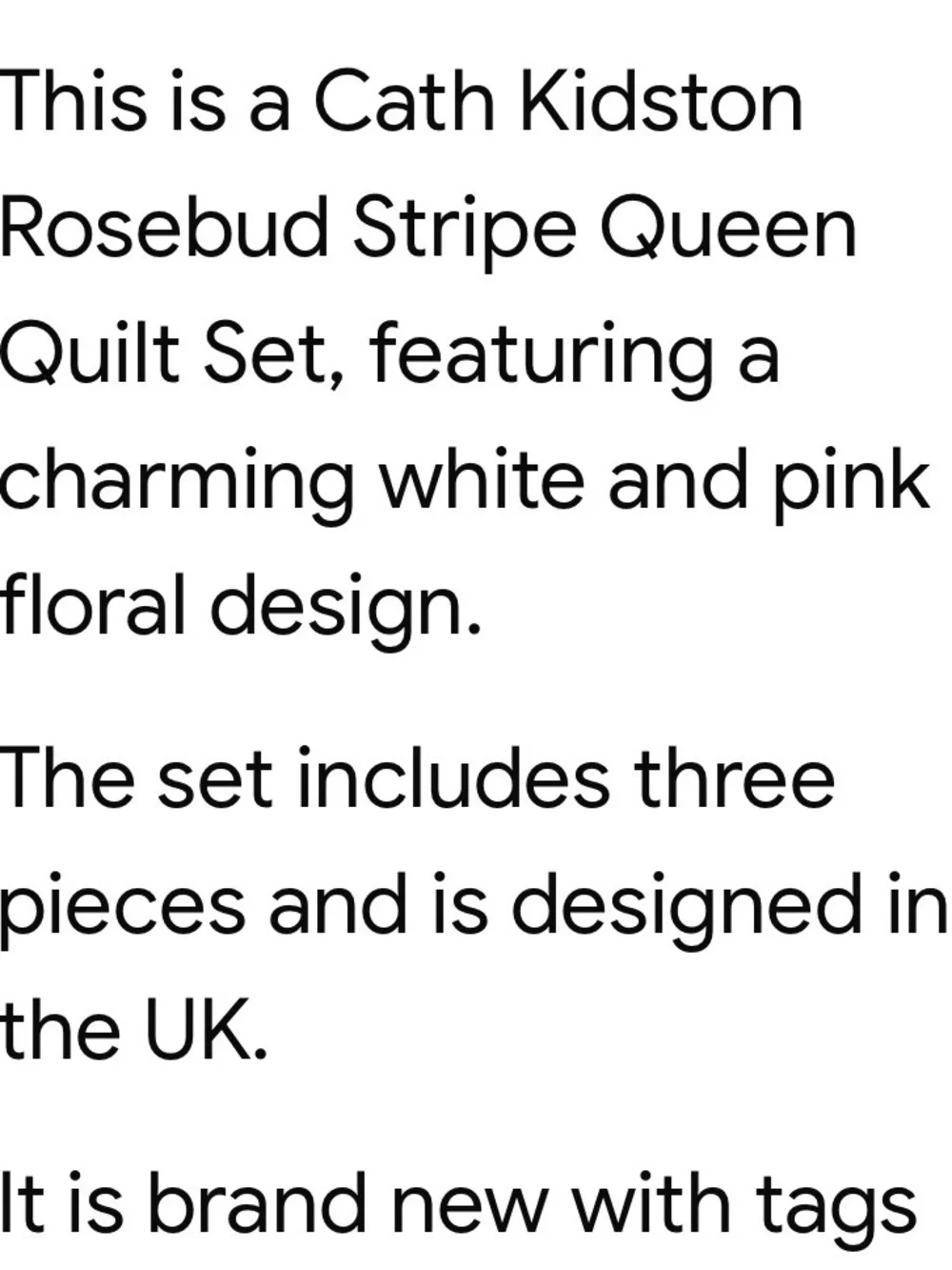 Cath Kidston Pink Rose Stripe Queen Quilt Set
